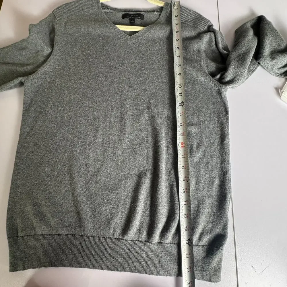 Marc Anthony Men's Gray V Neck Sweater Large Cotton Cashmere Blend Long Sleeve - Picture 7 of 8